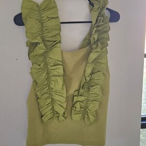 Marc New York Olive Ruffle Tank Top